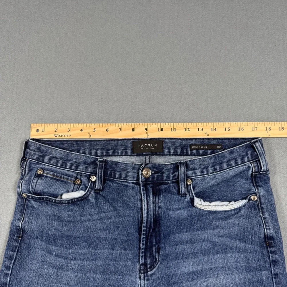 PacSun Mens Skinny Jeans 34x32 Medium‎ Wash Blue Denim Casual Pants